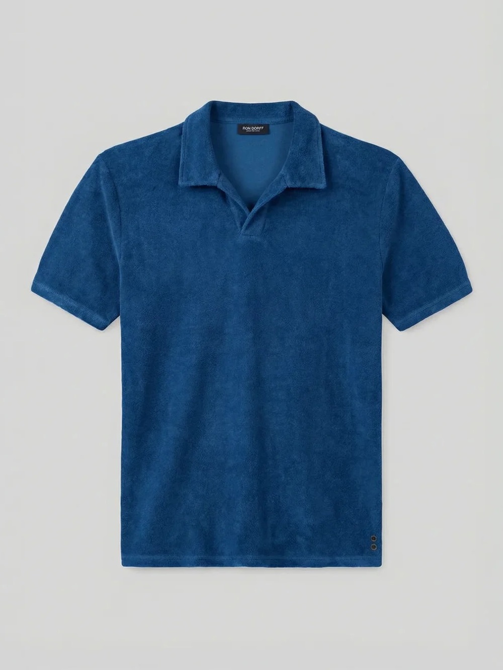 Ron Dorff Blue Cotton Terry V-Neck Polo- size M NWT